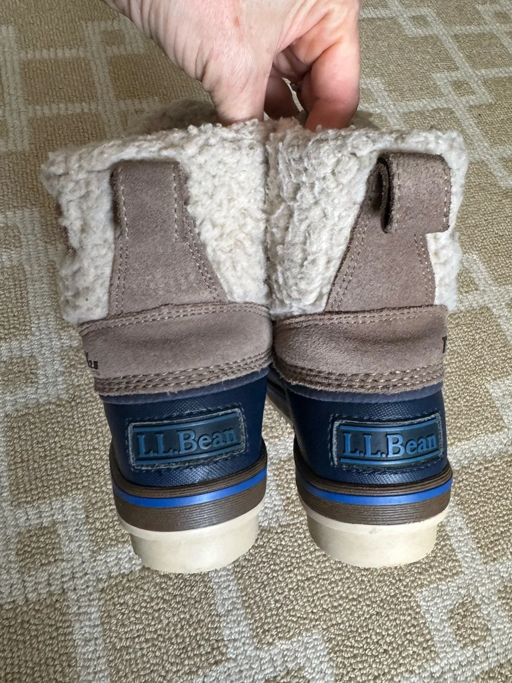 L.L. Bean Rangely Waterproof Winter Duck Boots Insulated Sherpa Navy Kids Size 1